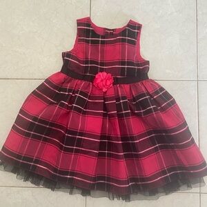 George Red Plaid Dress with Black Accents